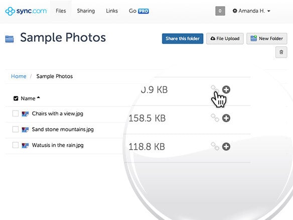 Create the link by hovering over file or folder